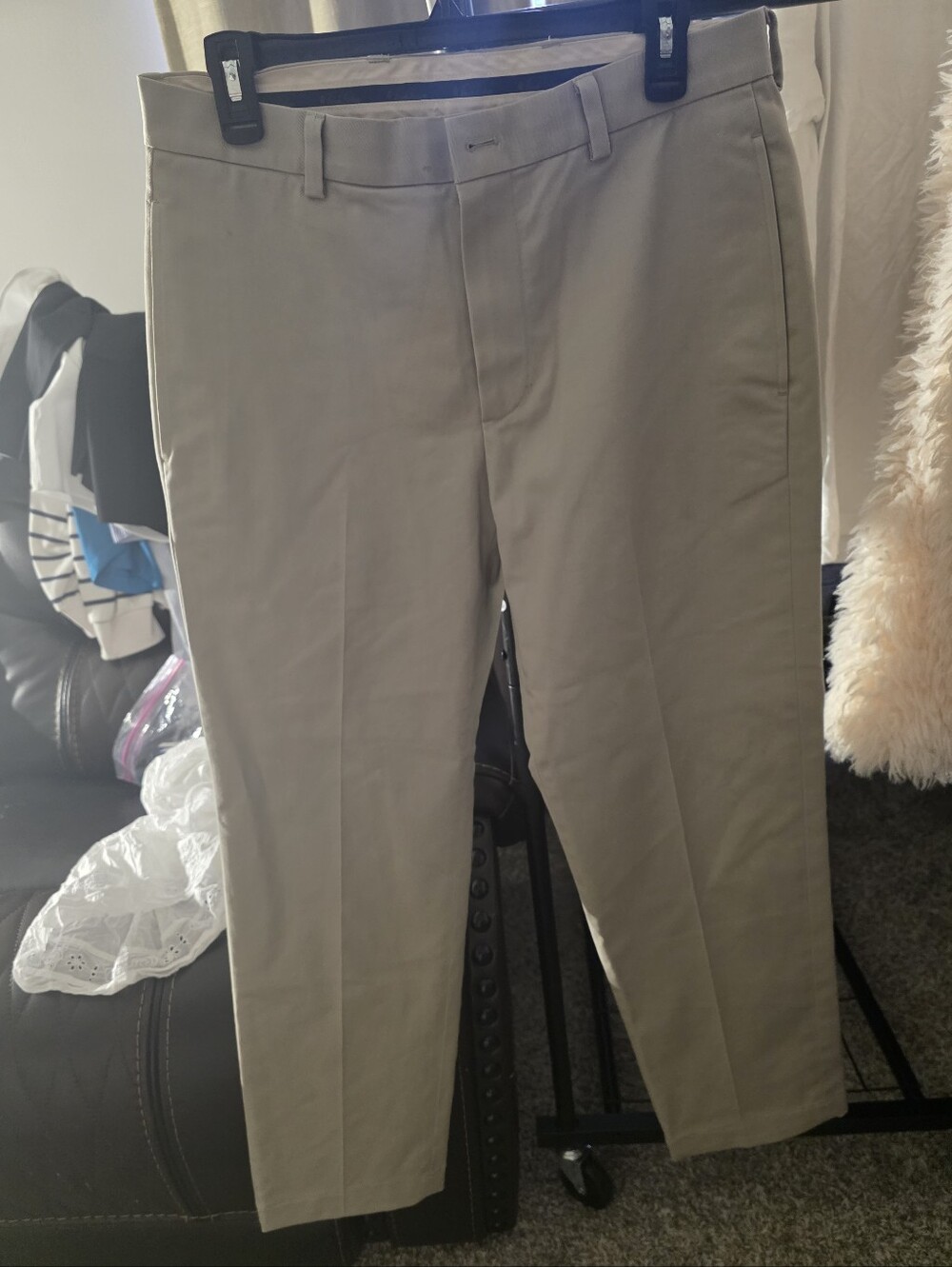 Men's Classic Slim Dress Pants in Light Khaki